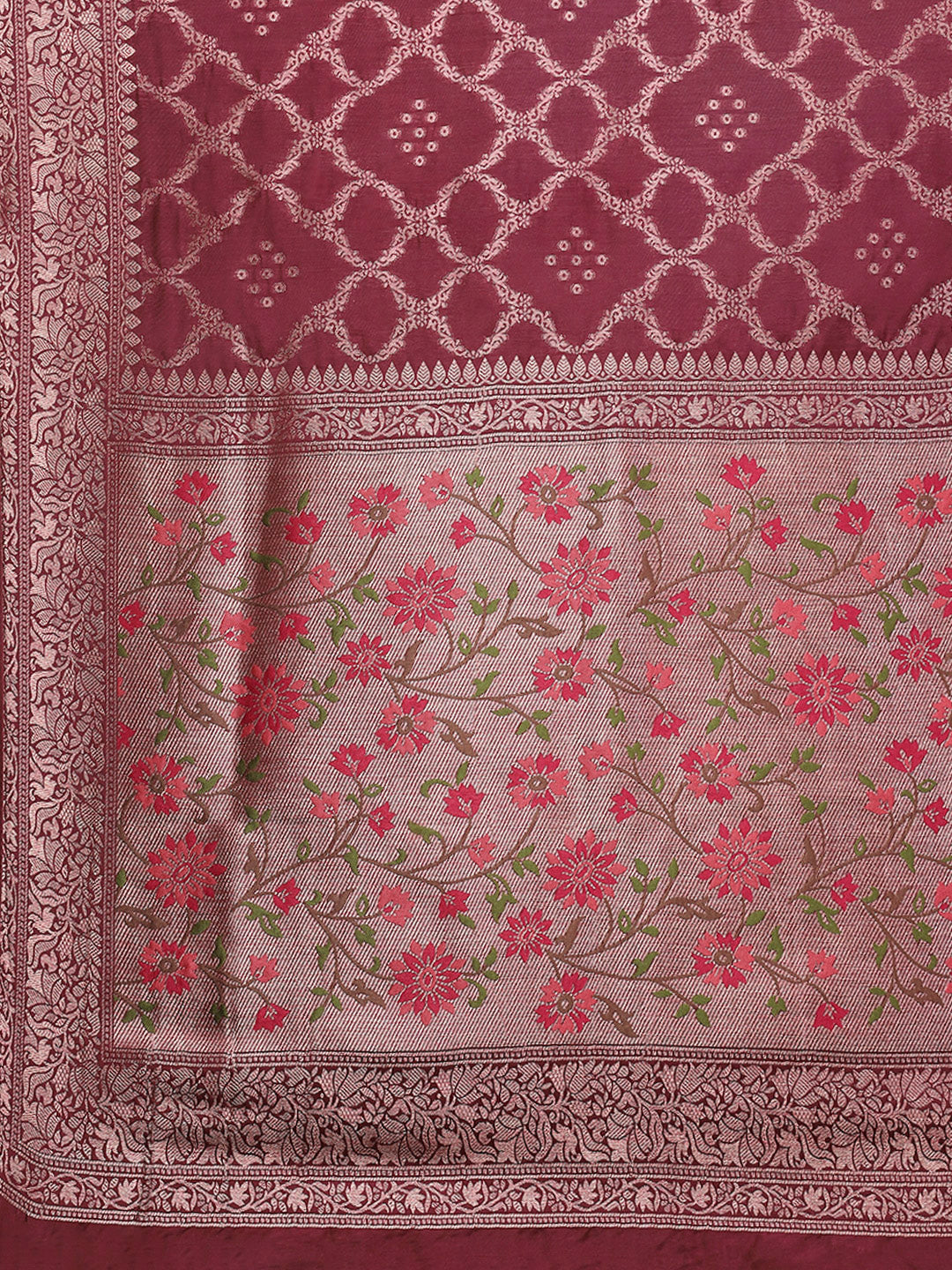 Zari Border Booti Art Silk Woven Saree