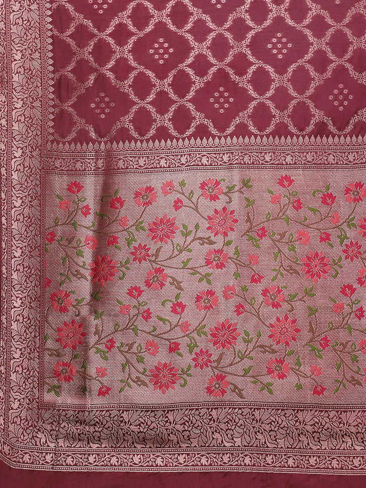 Zari Border Booti Art Silk Woven Saree