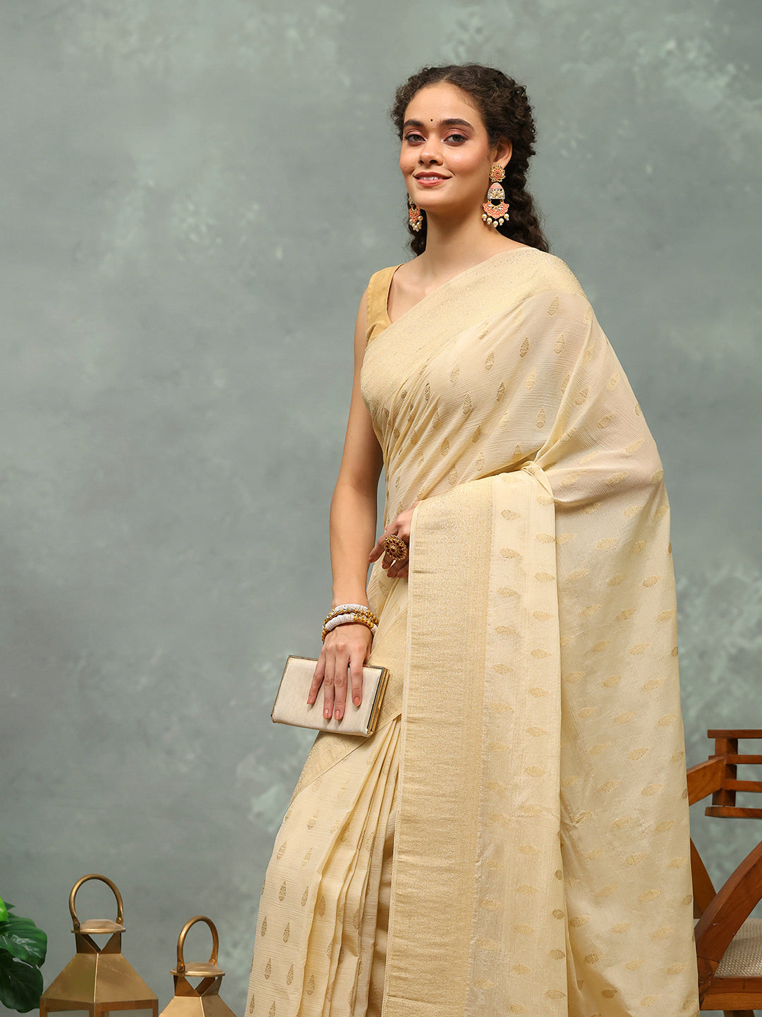 Woven Border Georgette Saree