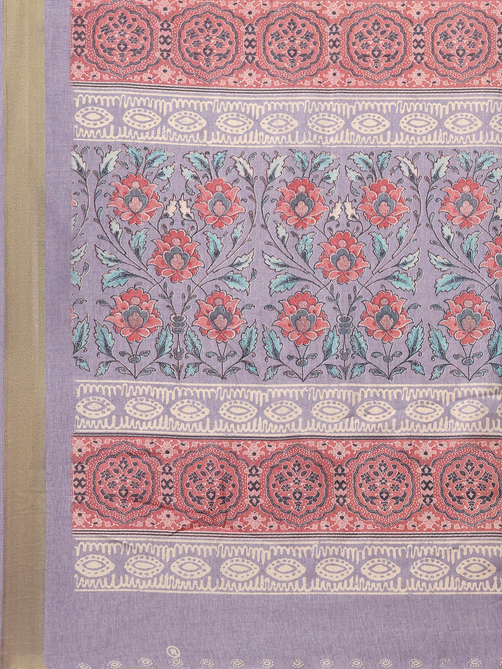 Floral Printed Art Silk Woven Saree