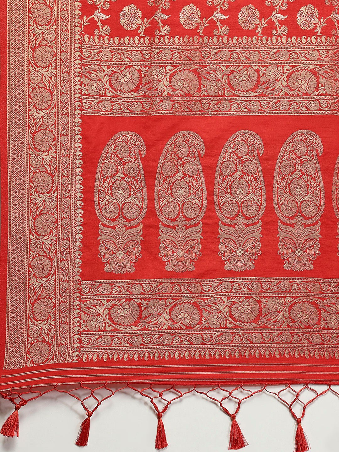 Zari Border Booti Art Silk Woven Saree