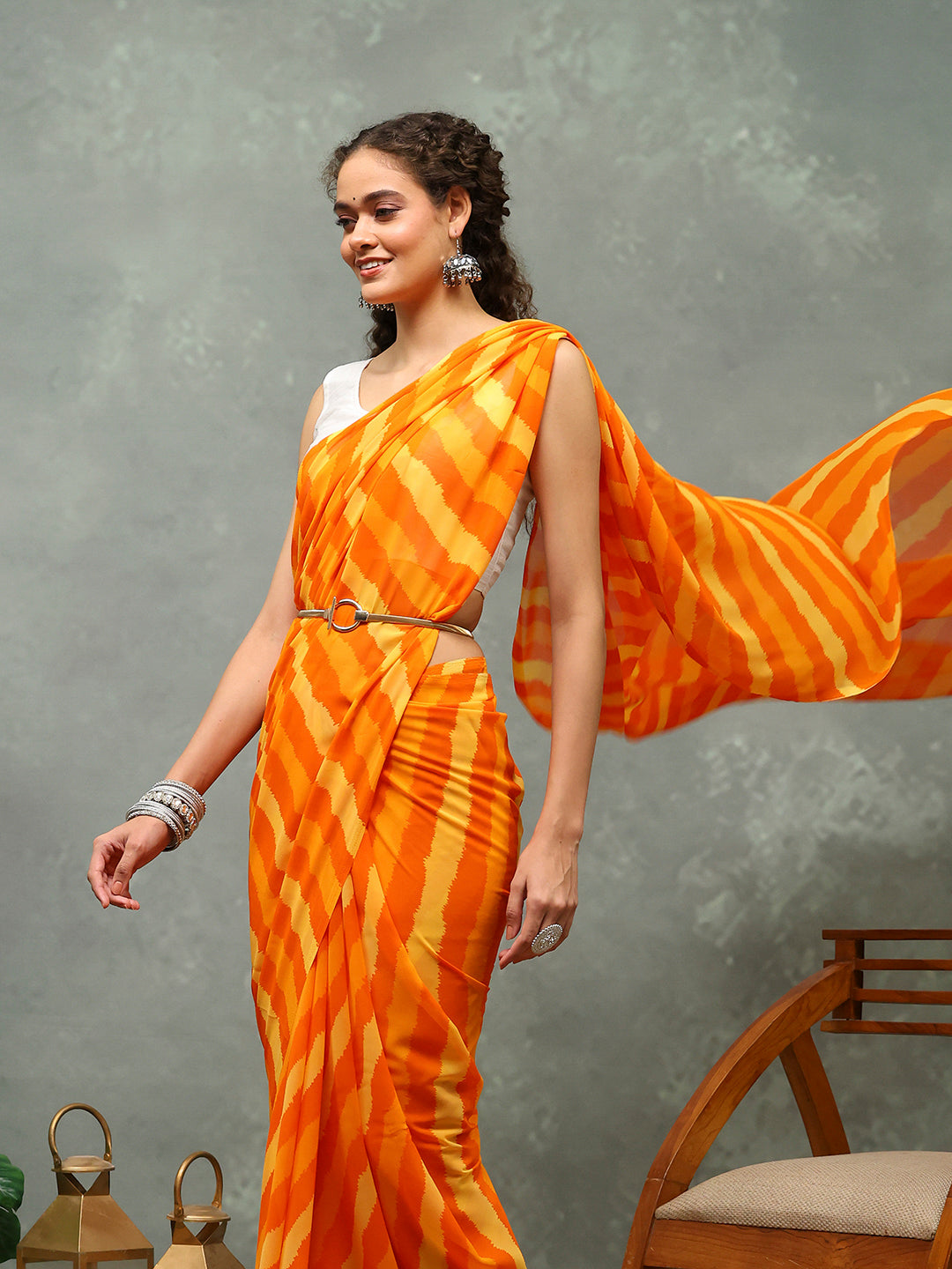 Abstract Printed Georgette Saree