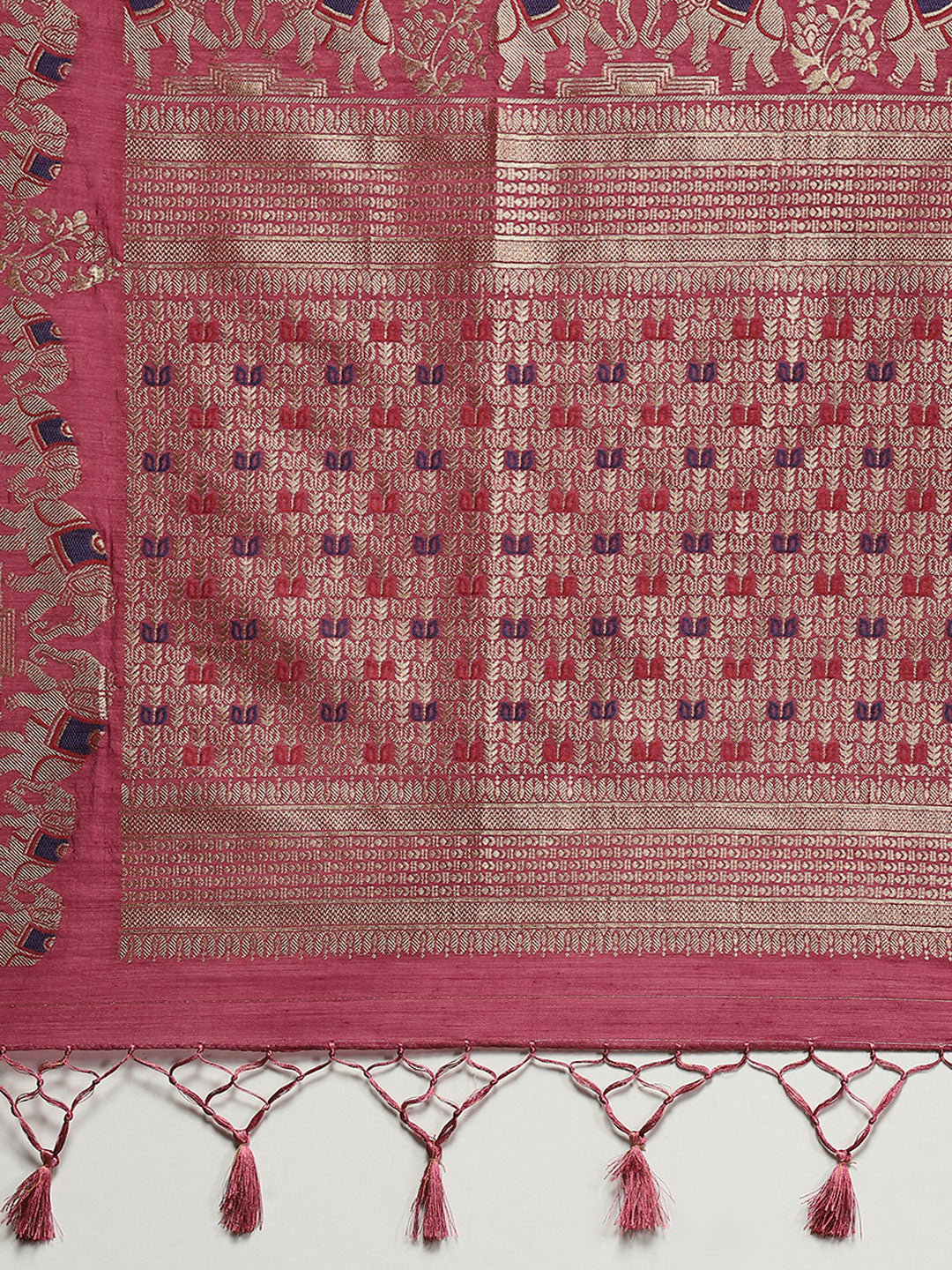Zari Border Booti Art Silk Woven Saree