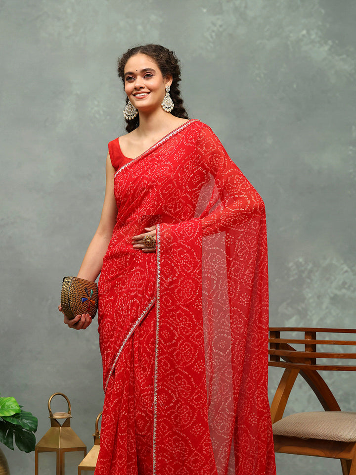 Bandhani Printed Georgette Saree