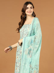 Floral Printed Muslin Unstitched Suit Piece With Dupatta