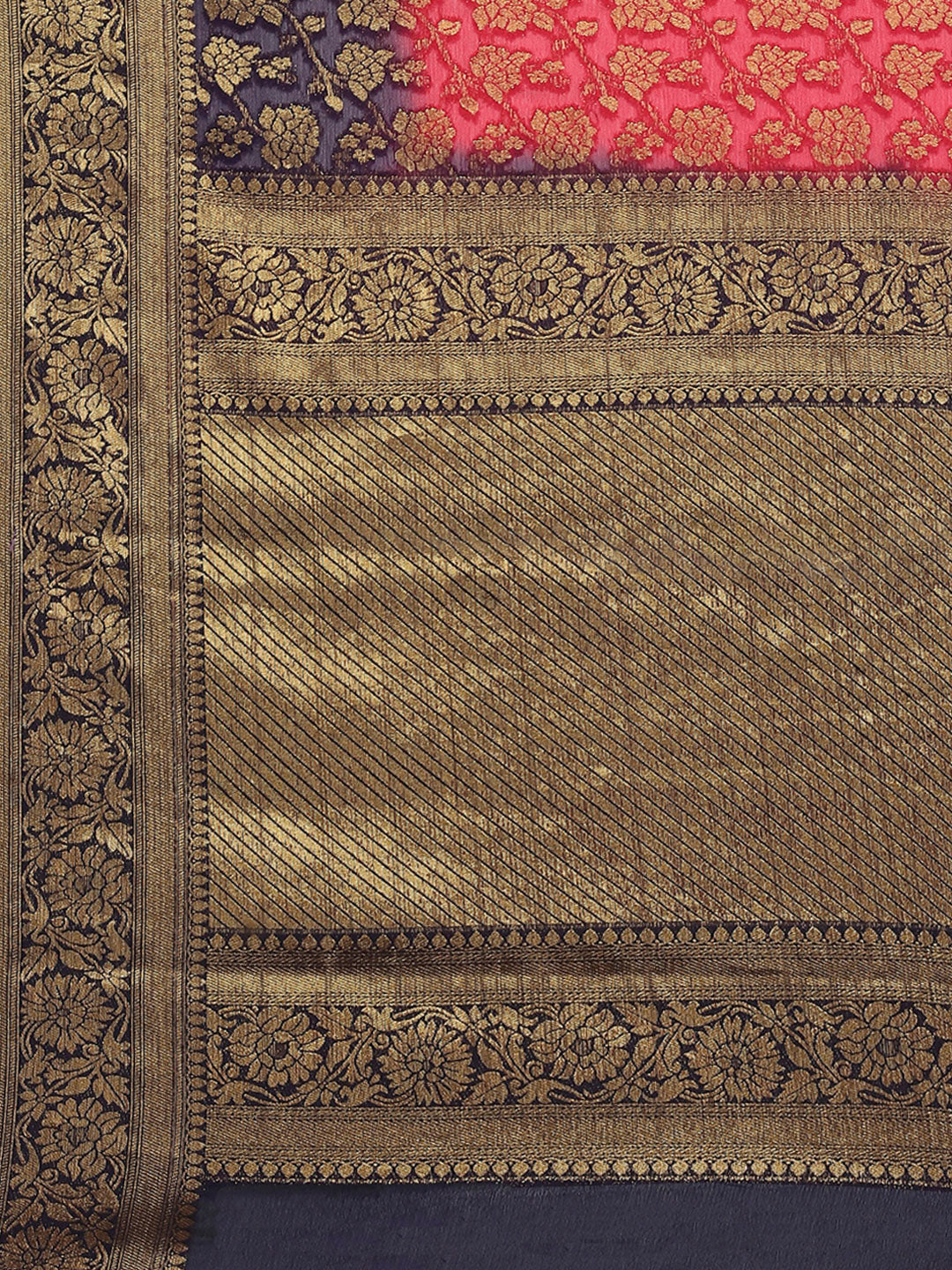 Zari Border Booti Art Chiffon Woven Saree