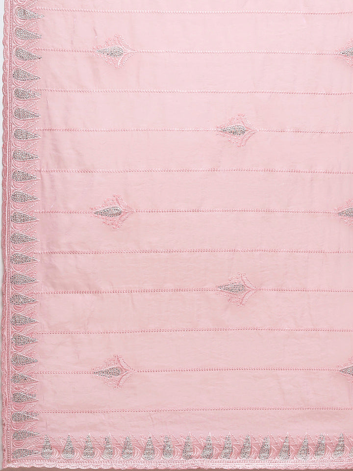 Zari Border Booti Organza Saree