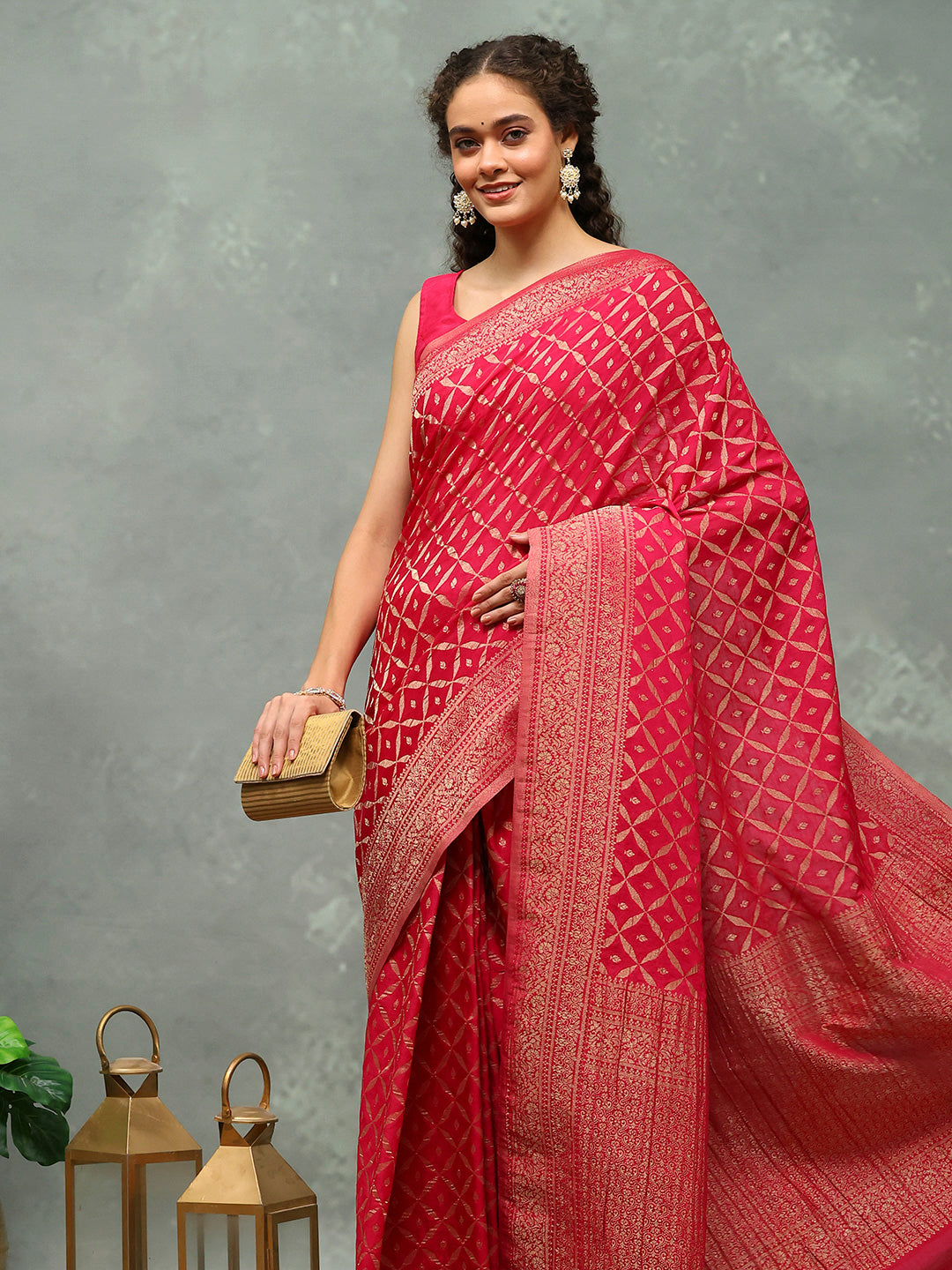Woven Jaal Georgette Saree