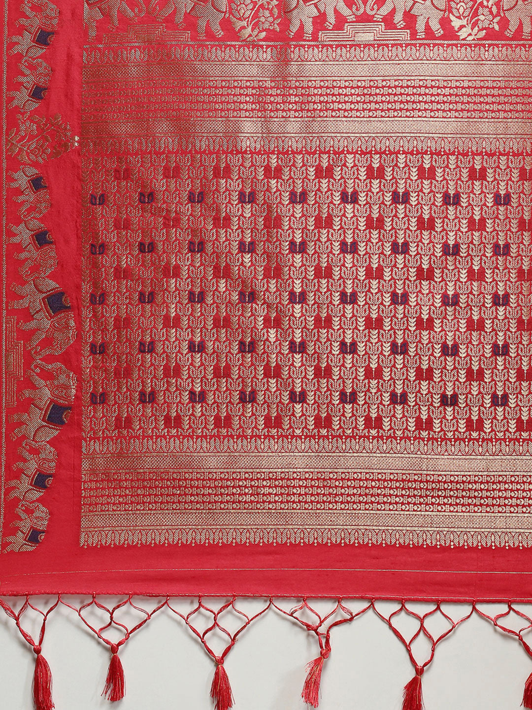 Zari Border Booti Art Silk Woven Saree