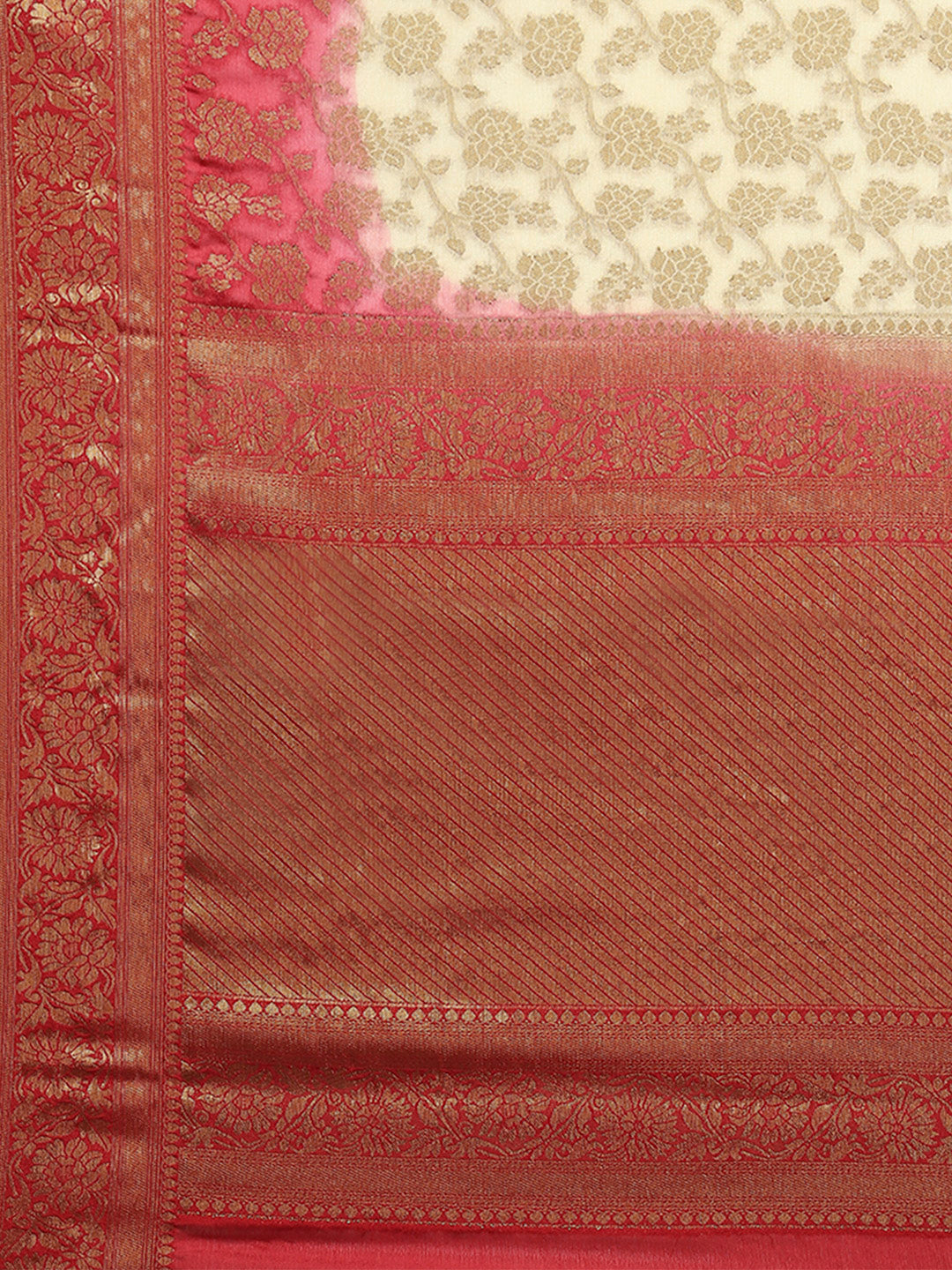 Zari Border Booti Art Chiffon Woven Saree