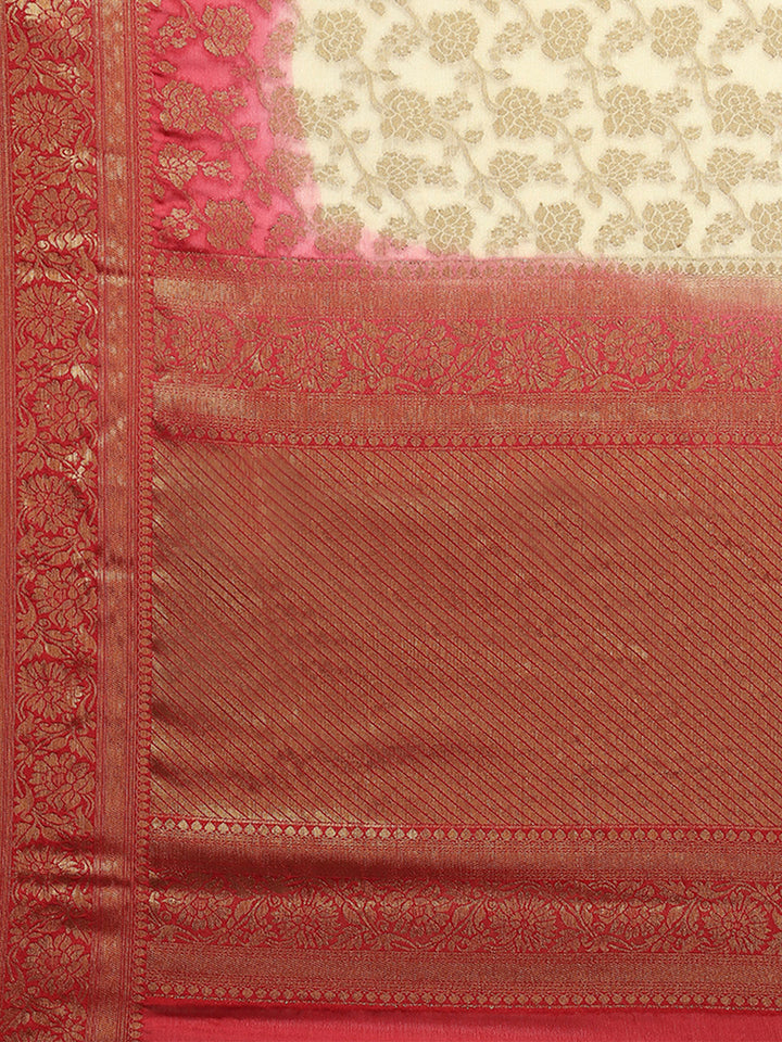 Zari Border Booti Art Chiffon Woven Saree