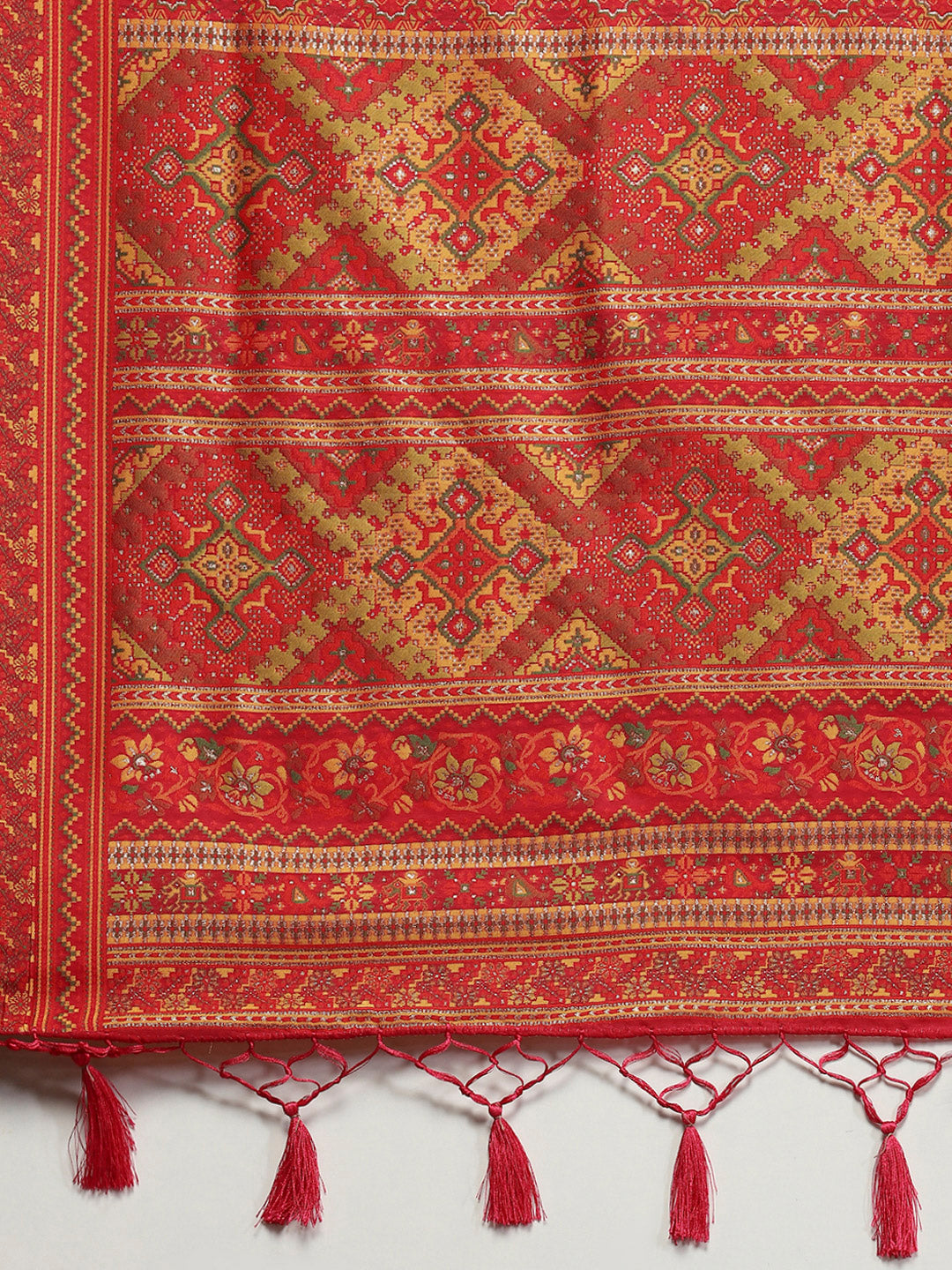 Zari Border Booti Art Silk Woven Saree