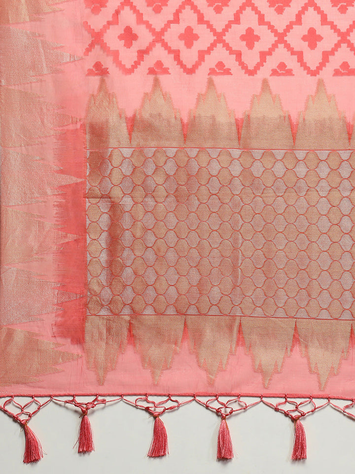 Zari Border Booti Art Silk Woven Saree
