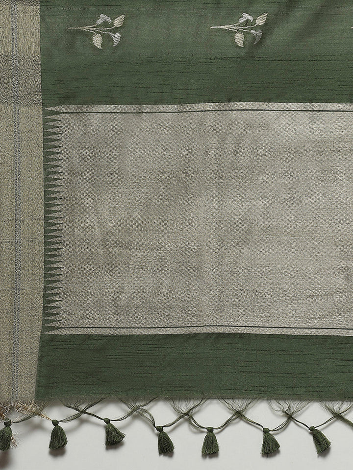 Woven Border Booti Art Silk Saree
