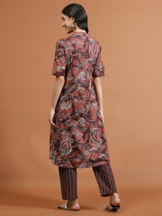Printed Cotton Blend Kurta With Pants
