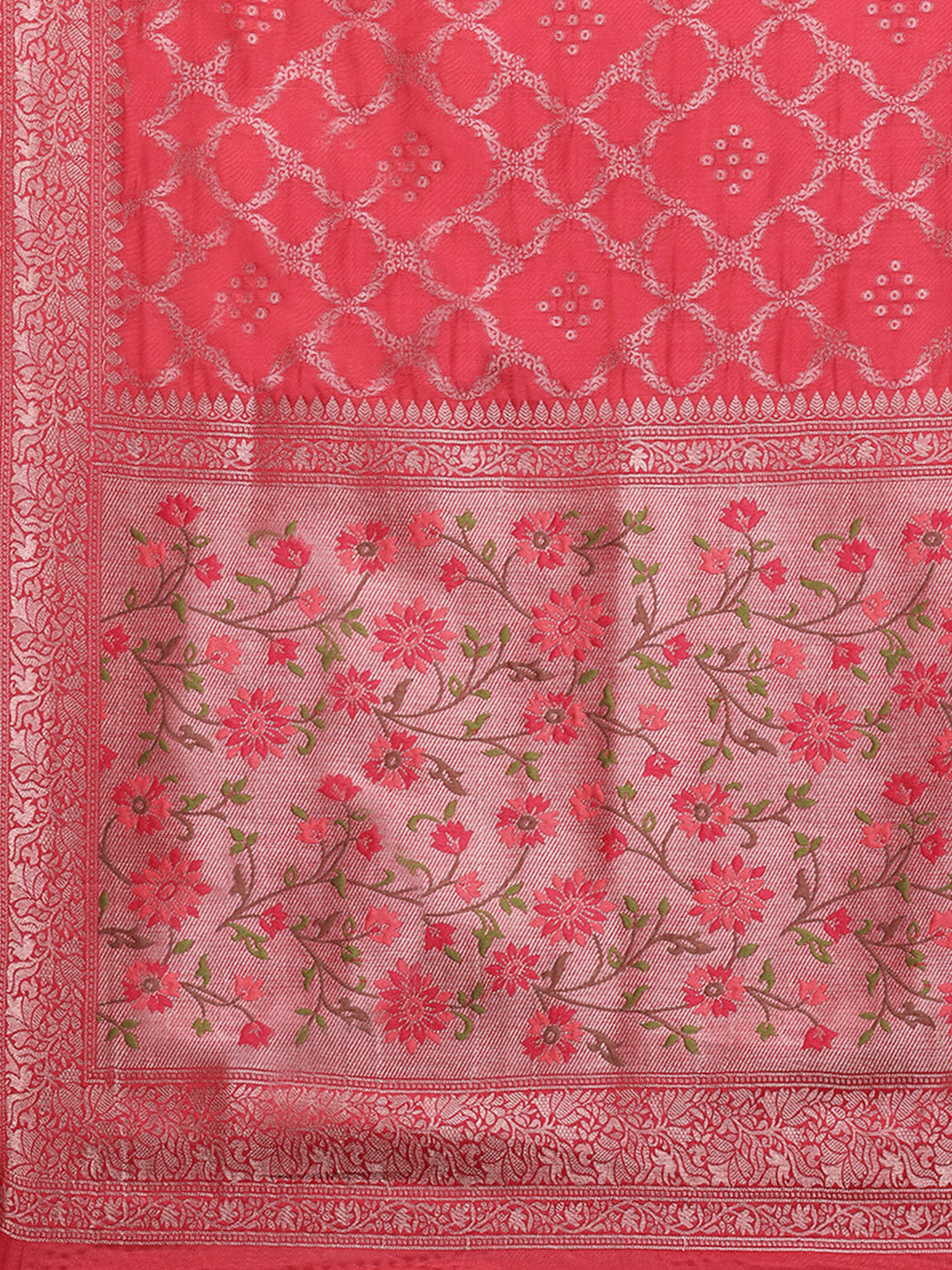 Zari Border Booti Art Silk Woven Saree