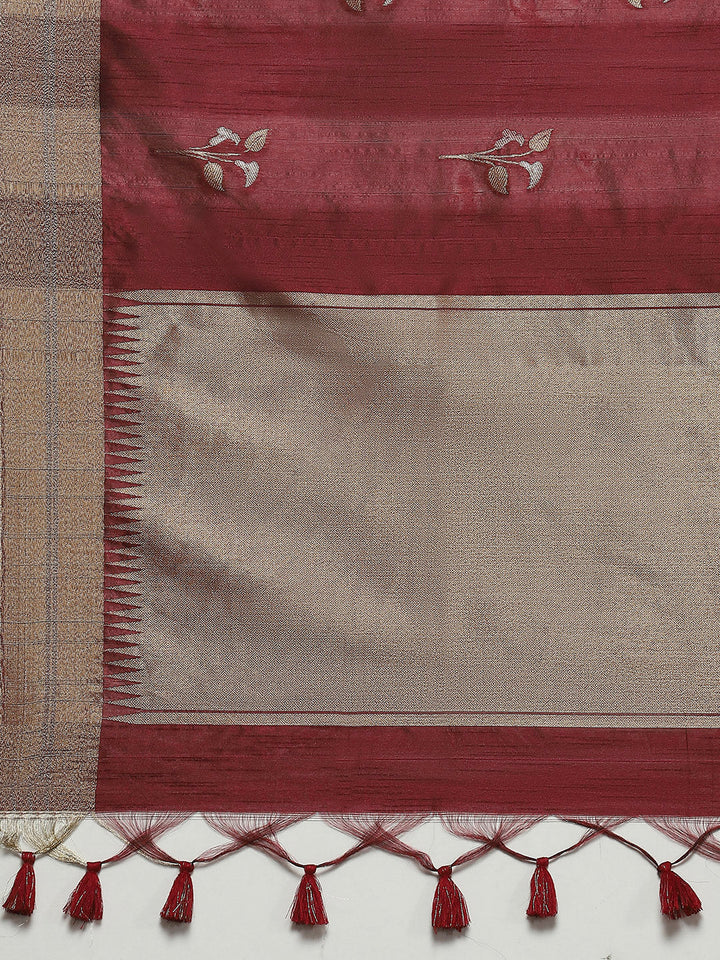 Woven Border Booti Art Silk Saree
