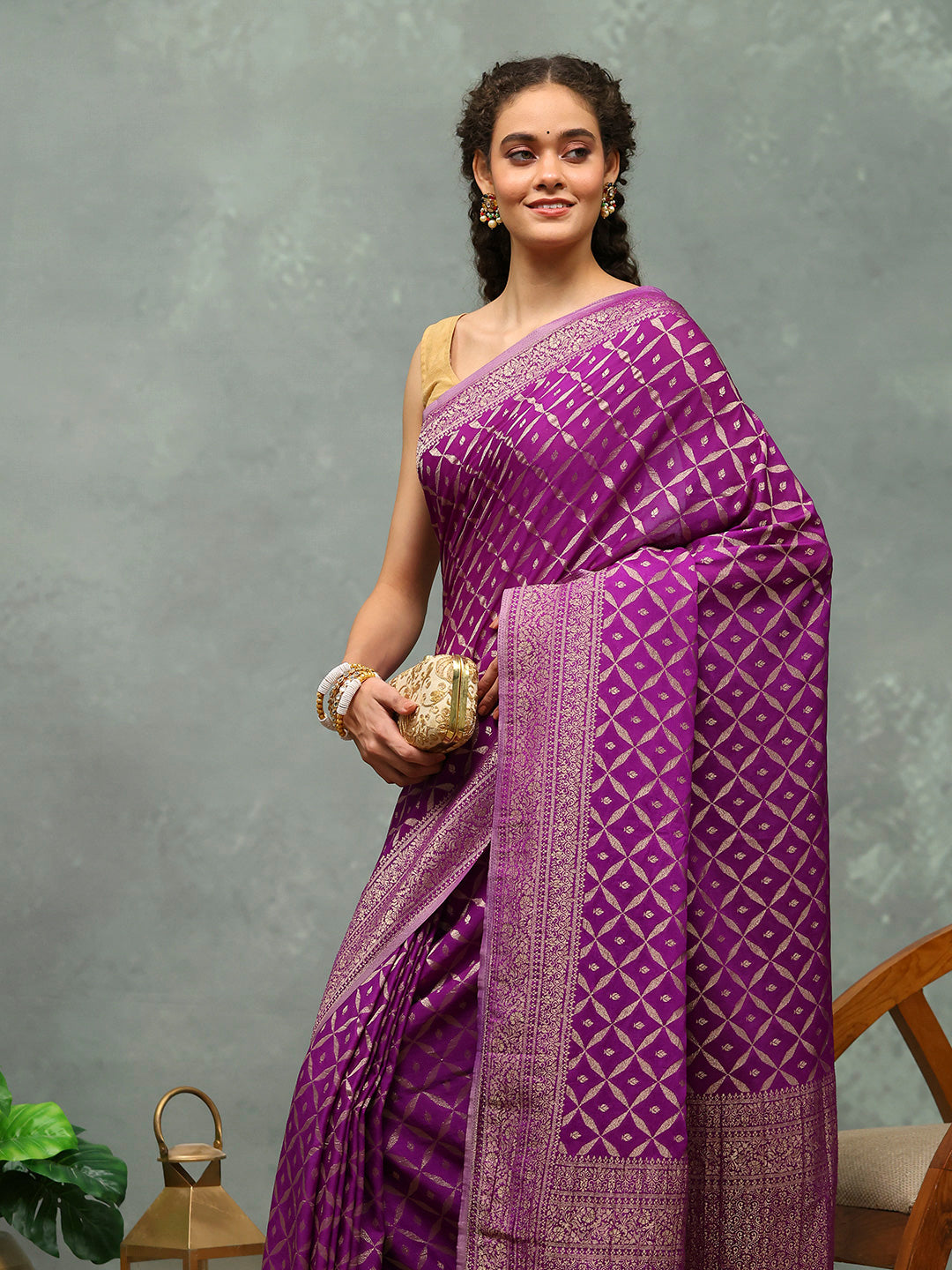 Woven Jaal Georgette Saree