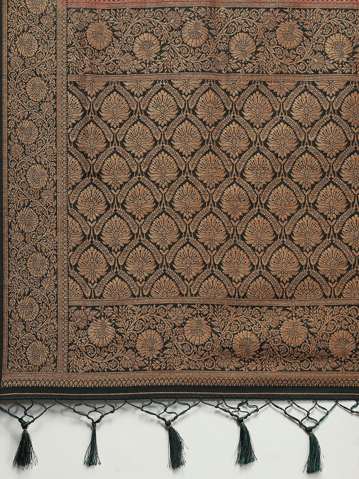 Zari Border Booti Art Silk Woven Saree