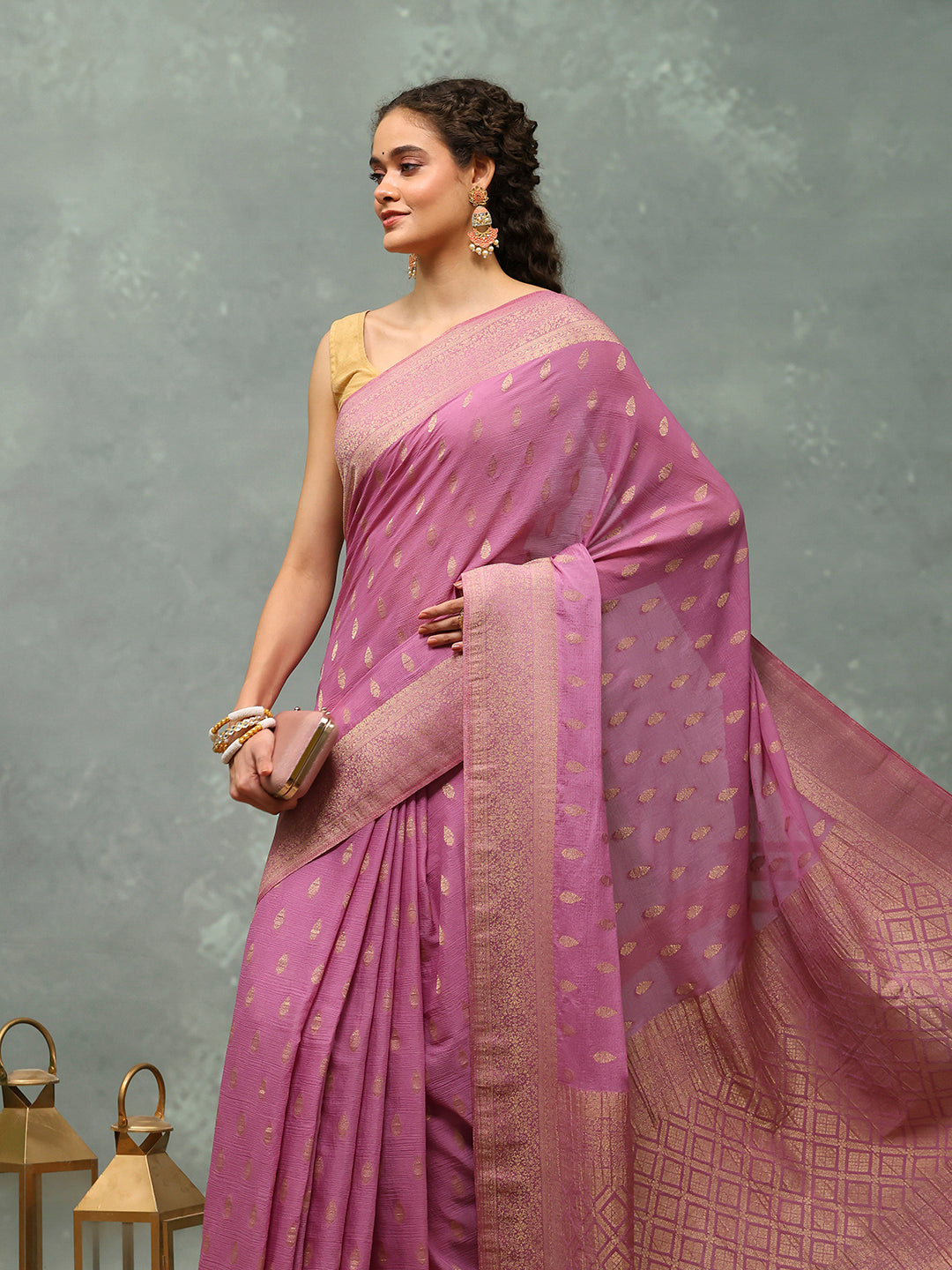 Woven Border Georgette Saree