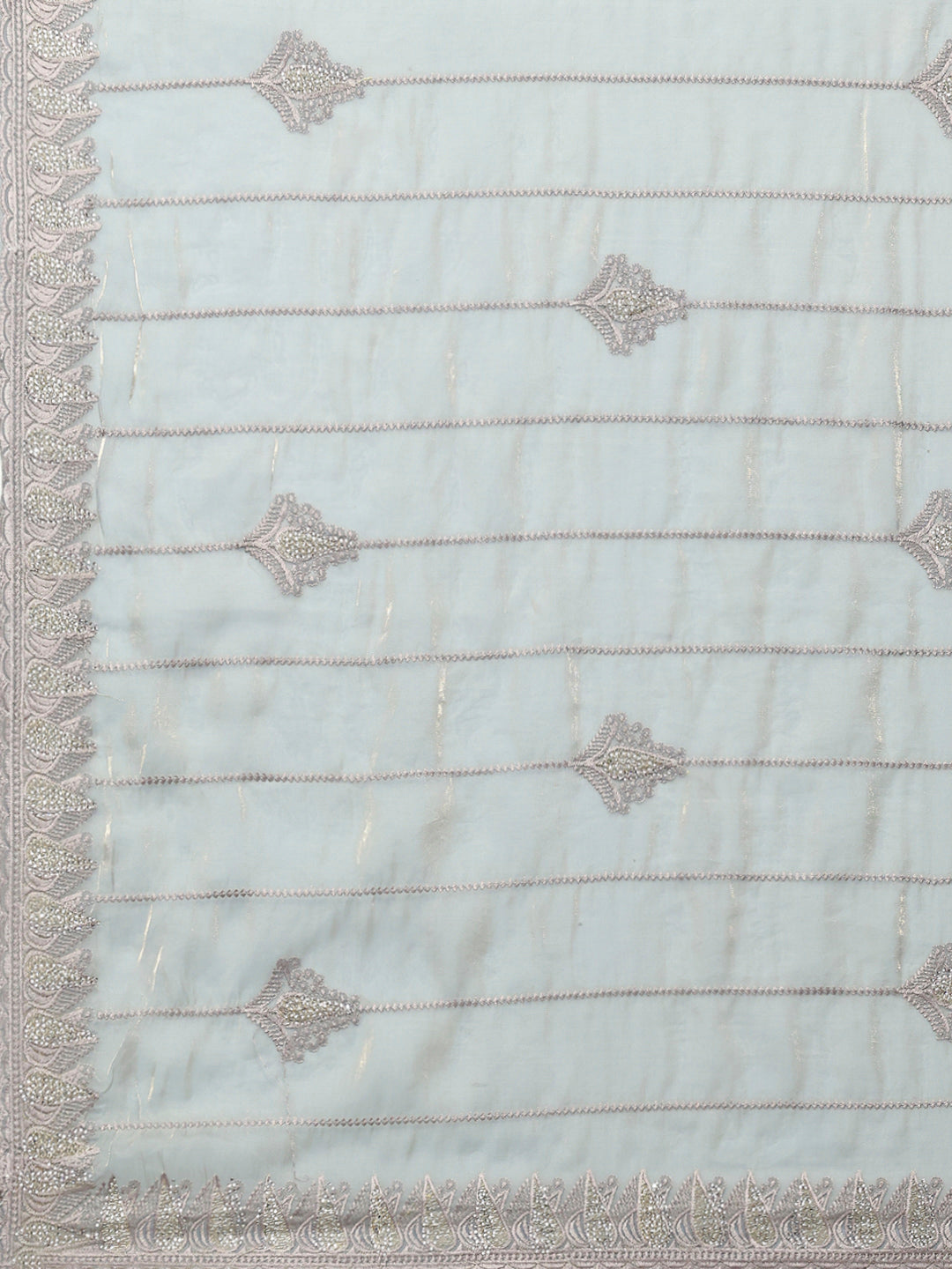 Zari Border Booti Organza Saree