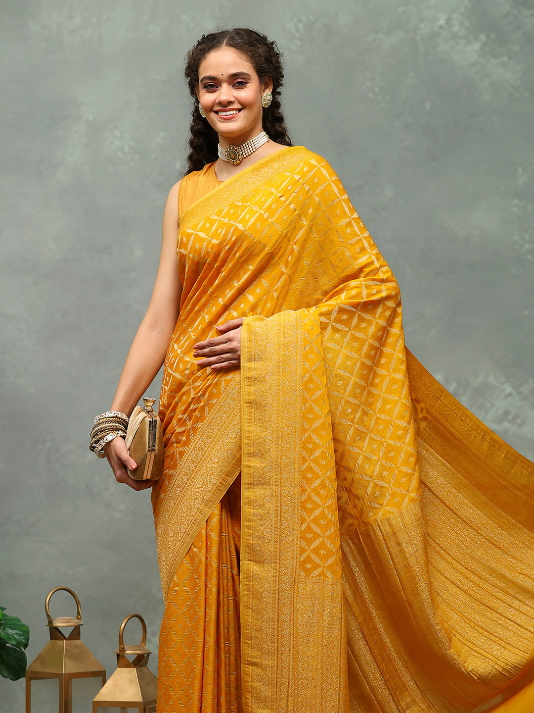 Woven Jaal Georgette Saree