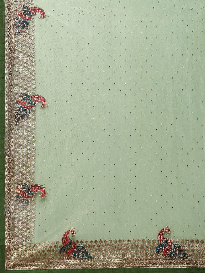 Stone Embroidery Tissue Saree