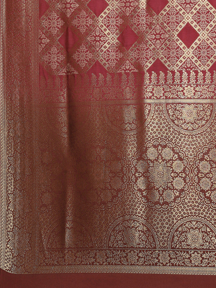 Zari Border Booti Art Silk Woven Saree
