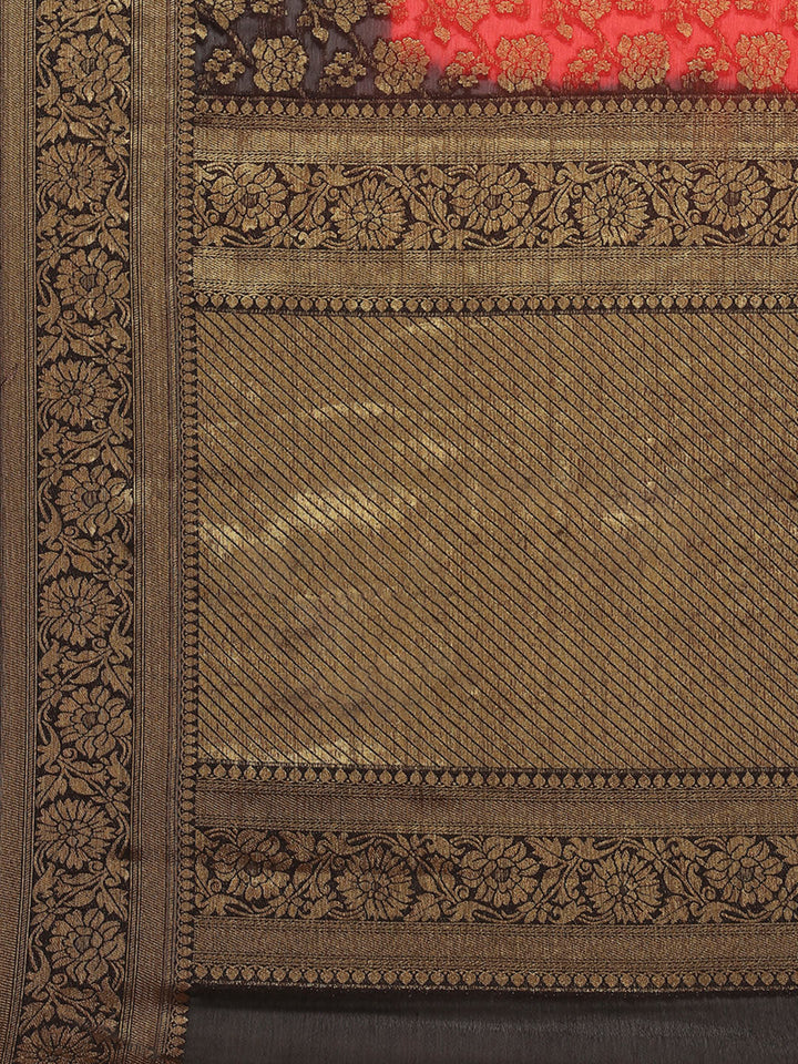 Zari Border Booti Art Chiffon Woven Saree