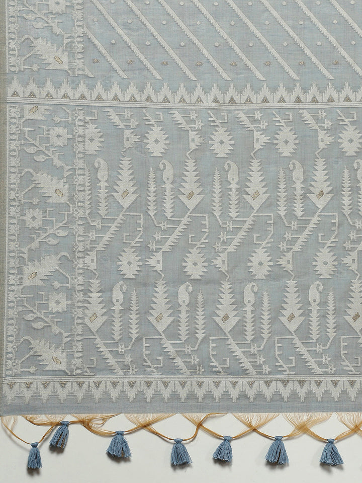 Woven Border Booti Art Silk Saree