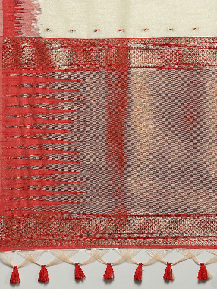 Woven Border Booti Art Silk Saree