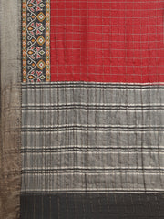 Patola Zari Border Printed Cotton Blend Woven Saree