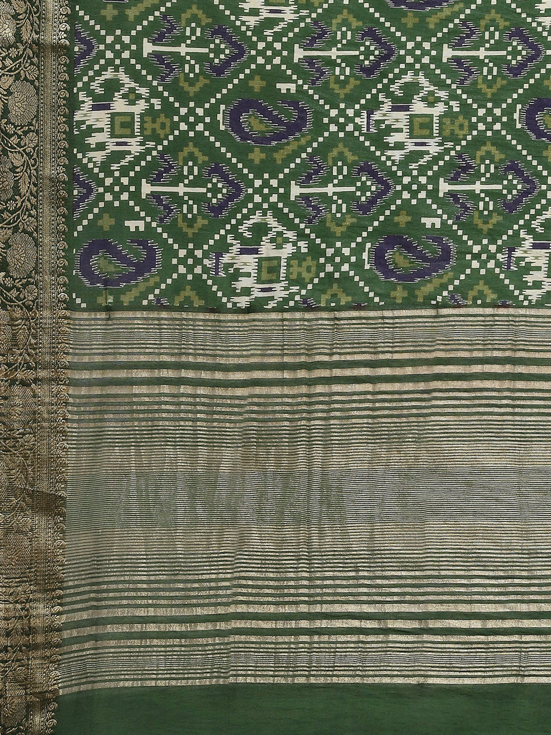 Patola Zari Border Printed Cotton Blend Woven Saree