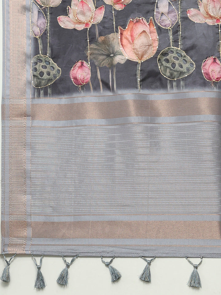Printed Art Silk Woven Saree