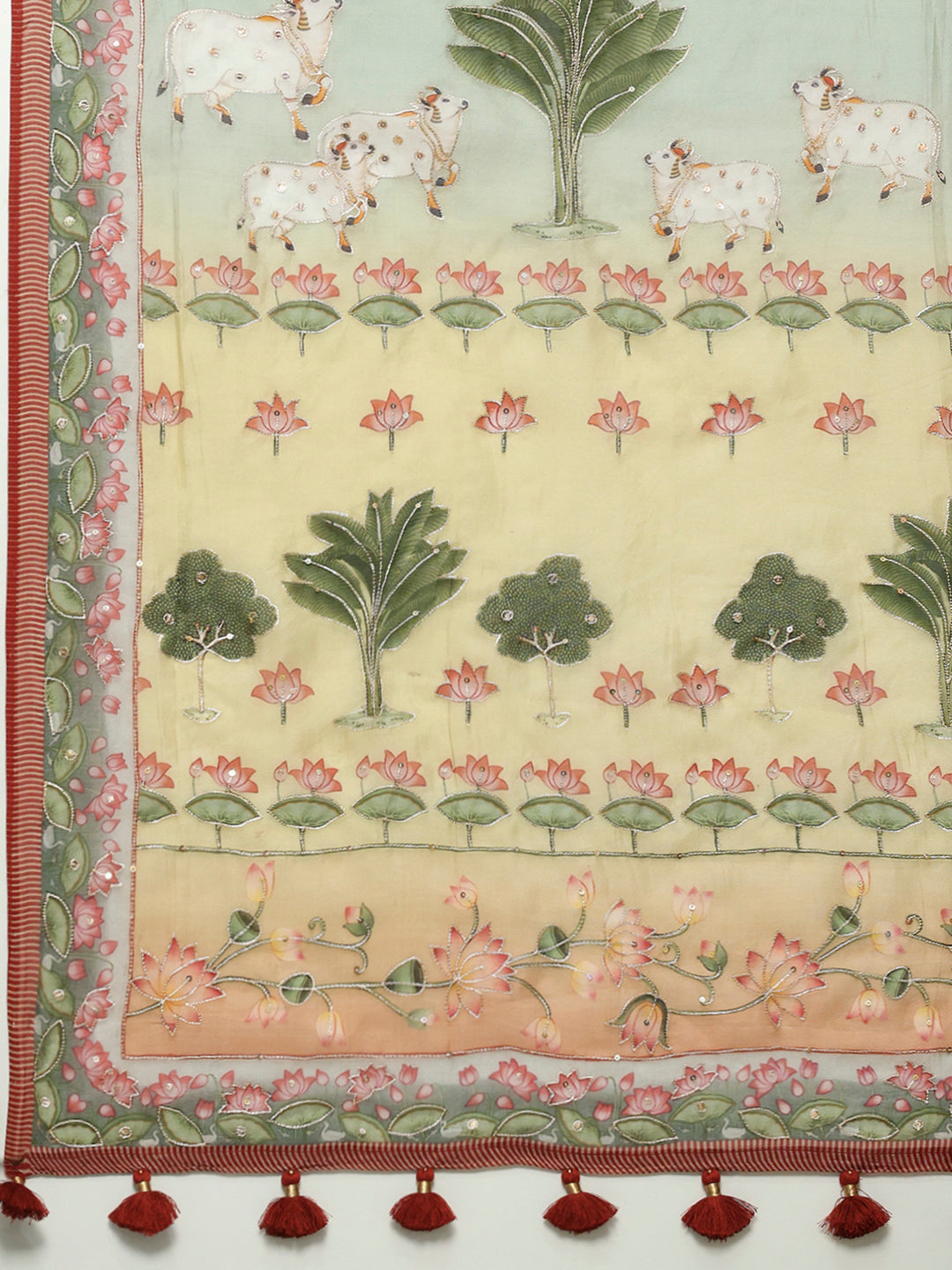 Sequin Work Printed Organza Saree