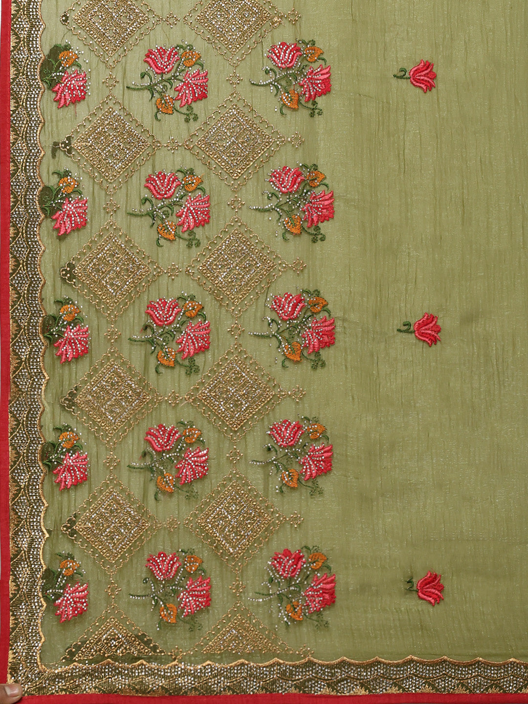 Embroidery Border Organza Saree