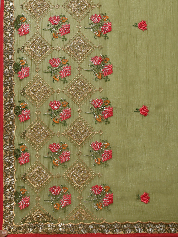 Embroidery Border Organza Saree