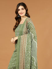 Neck Patti Printed Cotton Unstitched Suit Piece With Dupatta