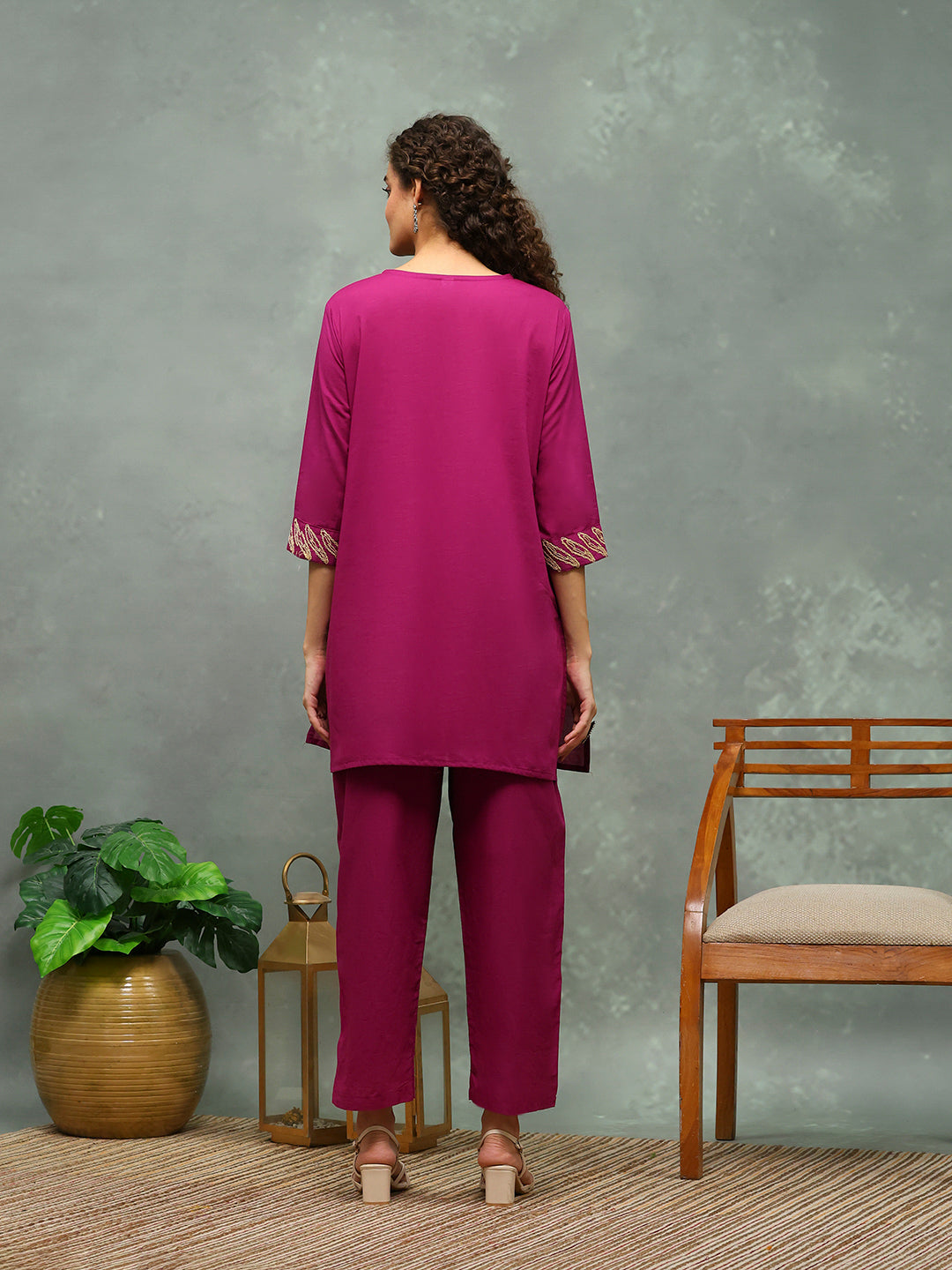 Printed Cotton Blend Kurta With Pants