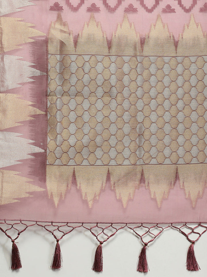 Zari Border Booti Art Silk Woven Saree