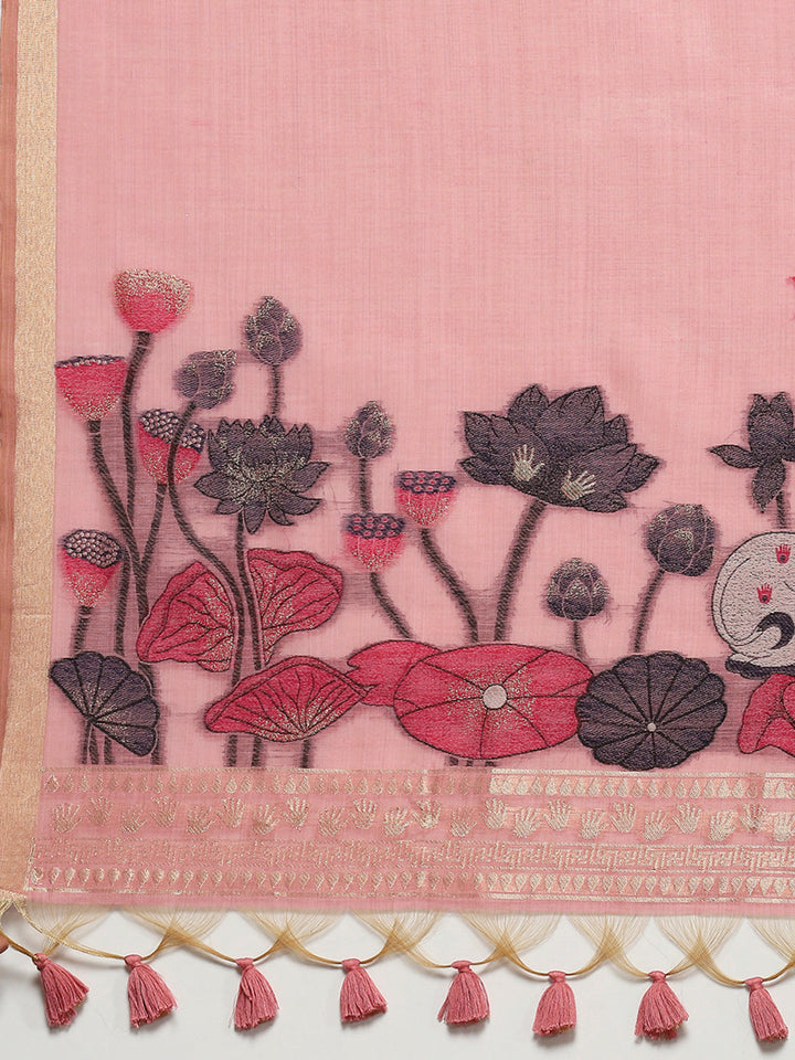 Woven Border Booti Art Silk Saree