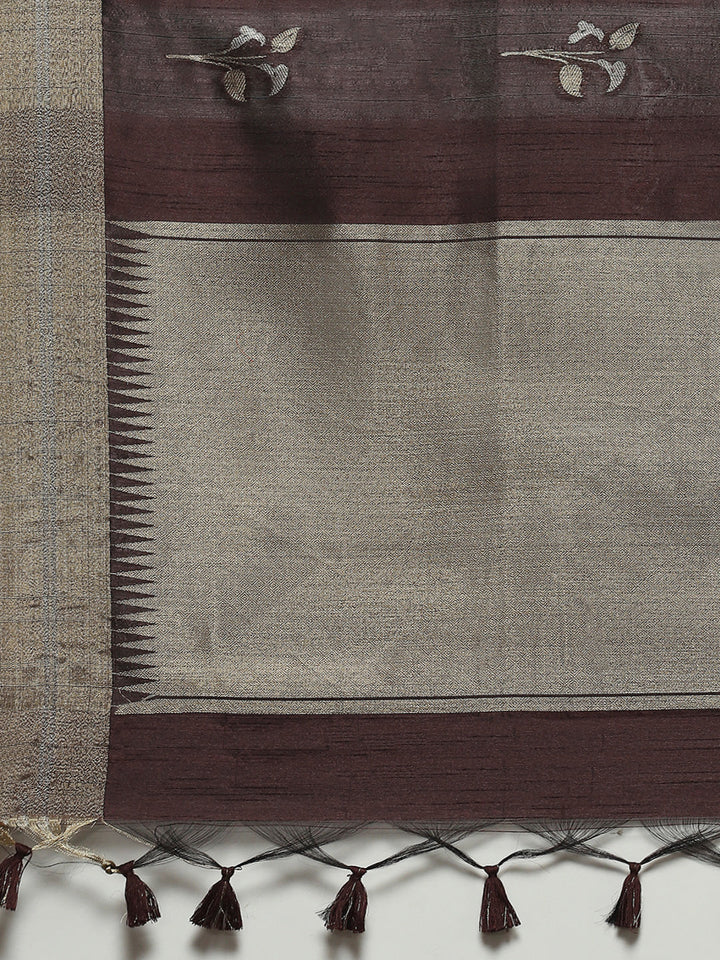 Woven Border Booti Art Silk Saree