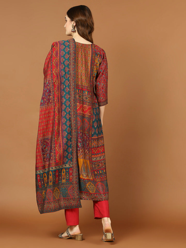 Digital Print Muslin Kurta With Pant &amp; Dupatta