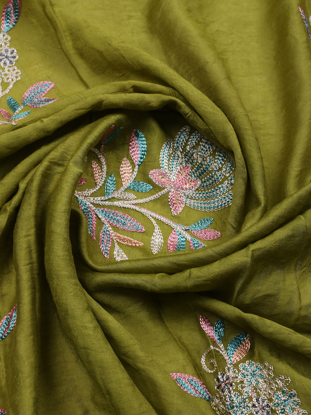 Embroidered Cotton Blend Unstitched Suit With Pant &amp; Dupatta