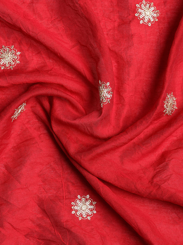 Neck Embroidered Cotton Blend Unstitched Suit With Dupatta