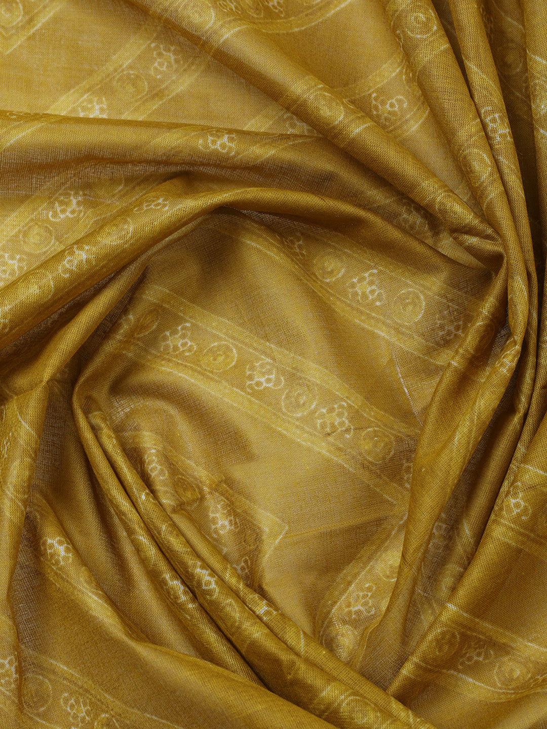 Printed Cotton Blend Unstitched Suit With Pant &amp; Dupatta