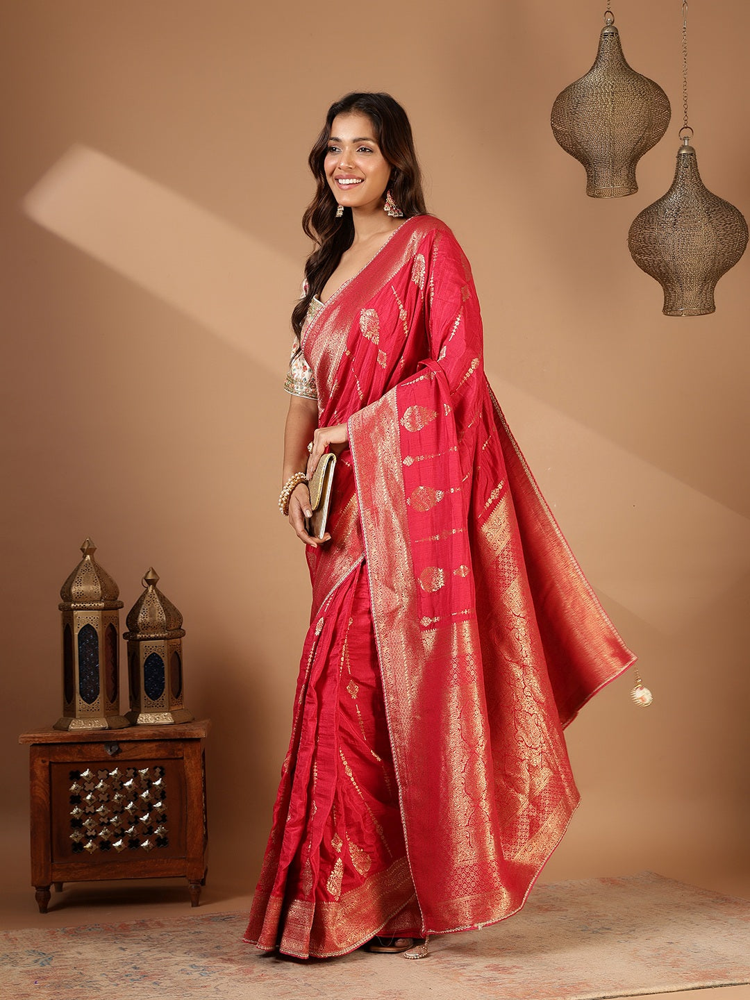Embroidered Dola Silk Saree