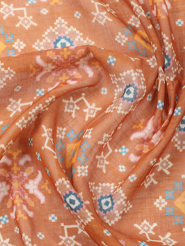 Embroidered Linen Blend Unstitched Suit With Pant &amp; Dupatta