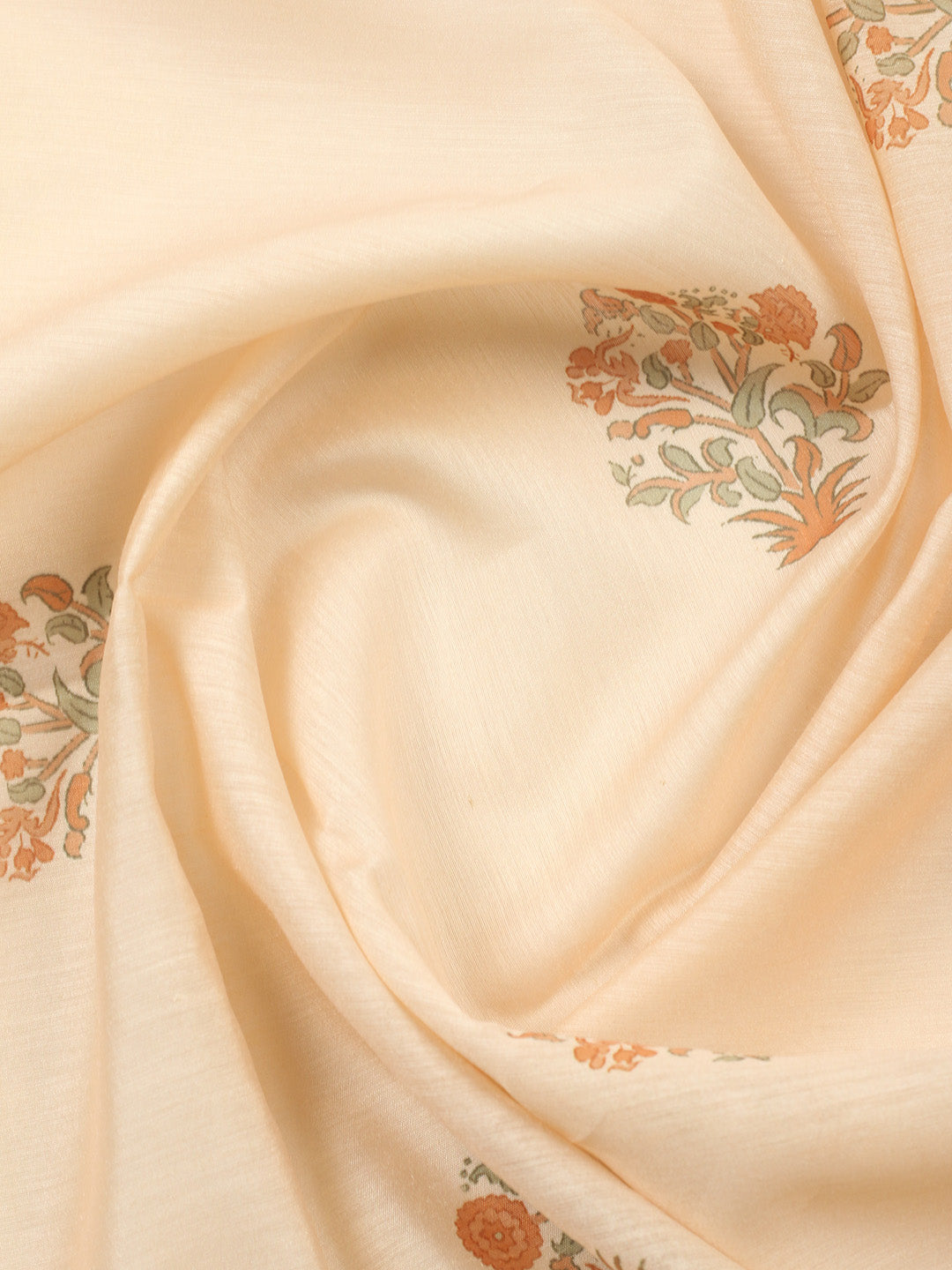 Printed Chanderi Unstitched Suit With Pant &amp; Dupatta