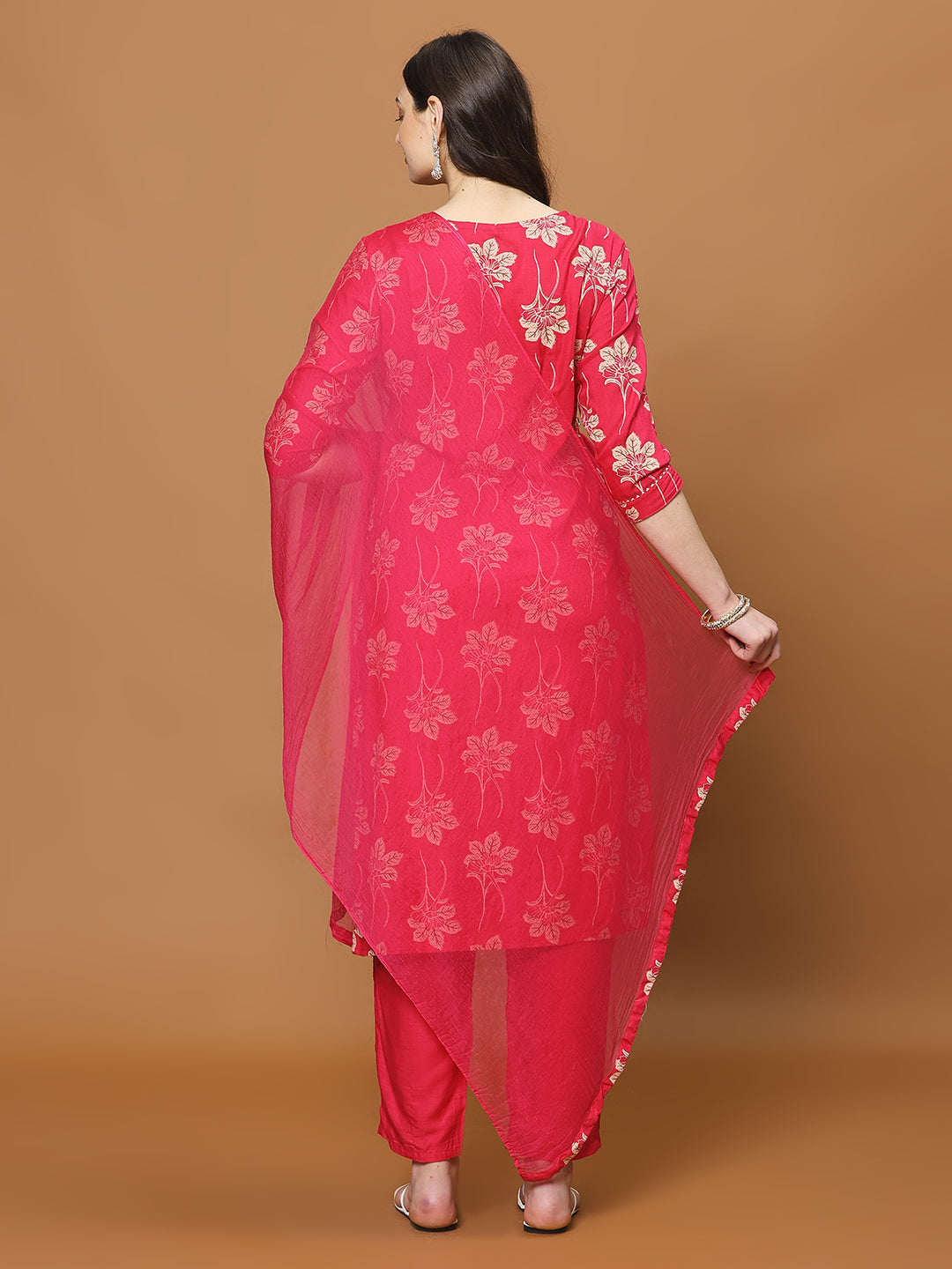 Printed Cotton Blend Kurta With Pants &amp; Dupatta